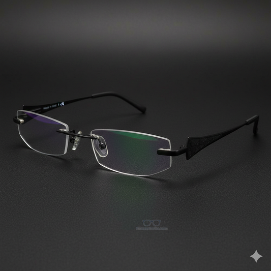 Black Rimless Computer Glasses with Anti Glare Coating CH8002BK