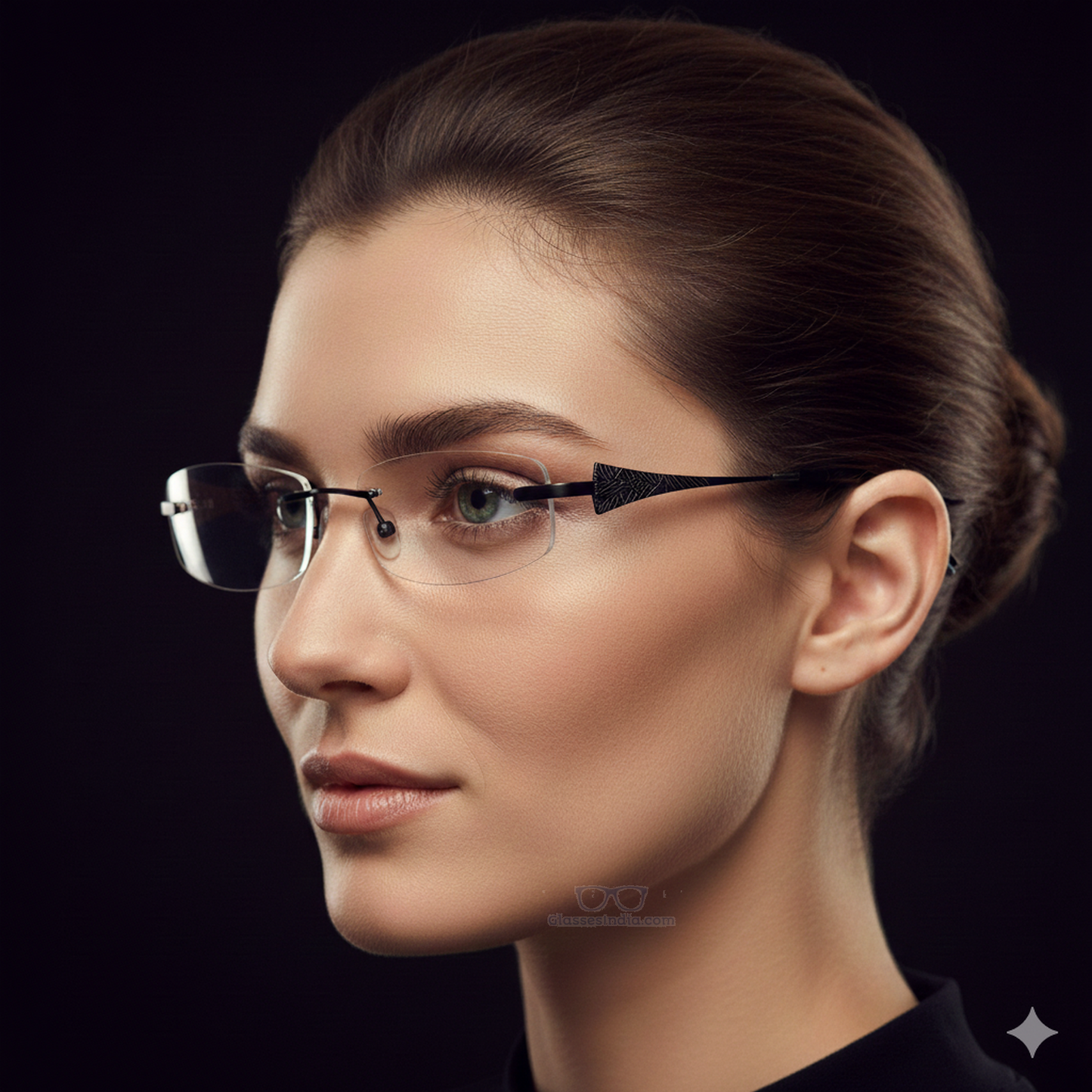 Black Rimless Computer Glasses with Anti Glare Coating CH8002BK