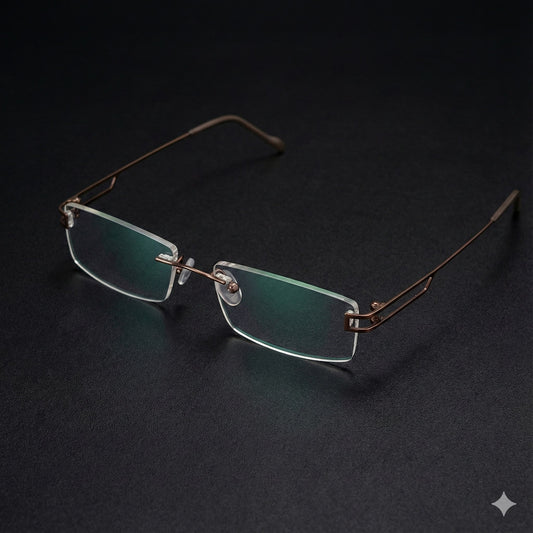 Brown Rimless Blue Light Blocker Computer Glasses Frameless Glass Frames PR5014CO