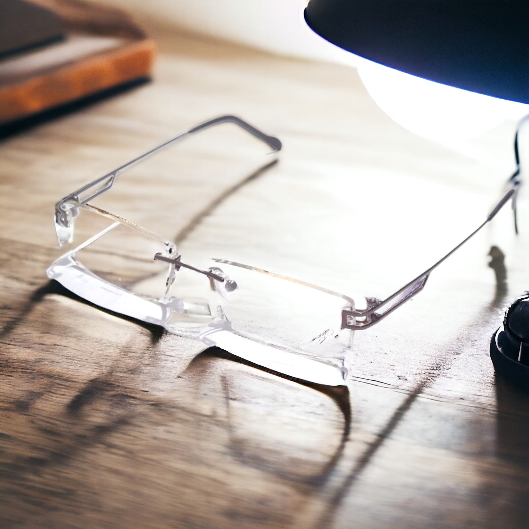 Brown Rimless Blue Light Blocker Computer Glasses Frameless Glass Fram ...