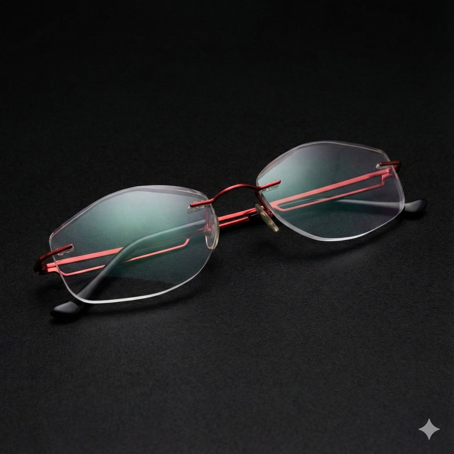 Premium Rimless Glasses in Wine Red – Model PR8005