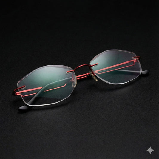 Premium Rimless Glasses in Wine Red – Model PR8005