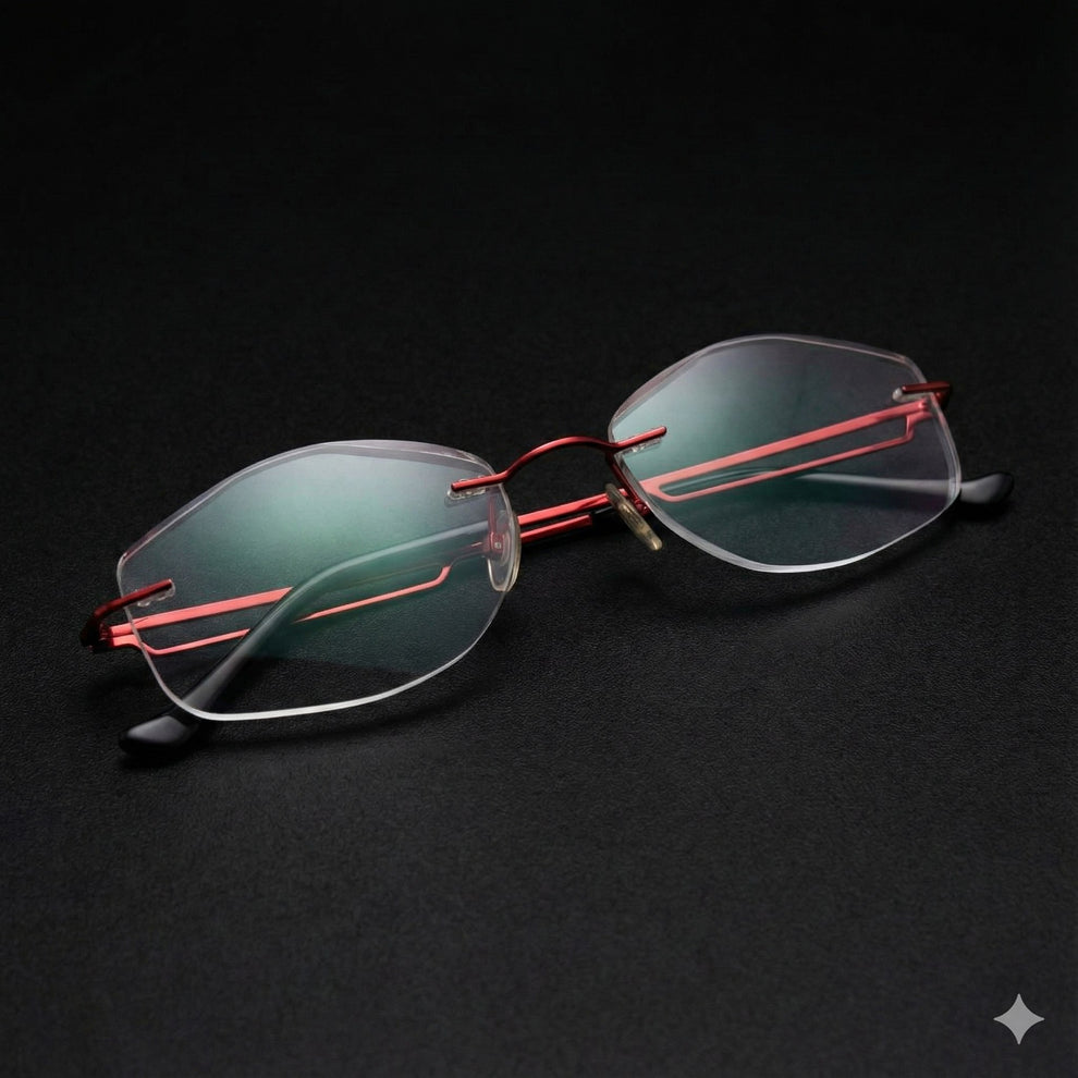Premium Rimless Glasses Wine Red PR8005 | Lightweight Executive Eyewear ...