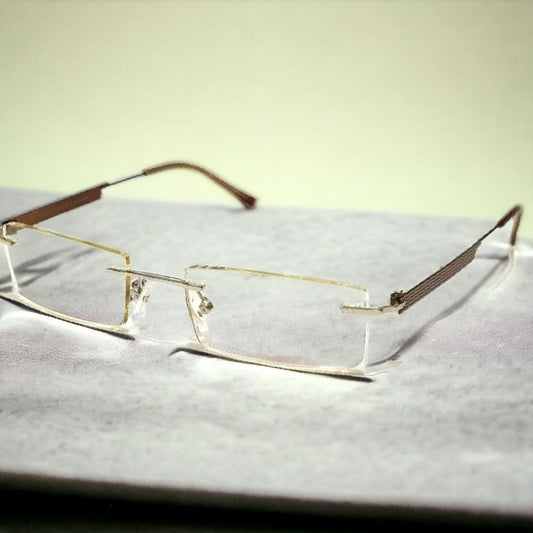Brown Rimless Blue Light Lens Computer Glasses Frameless Glass Frames 6057BR