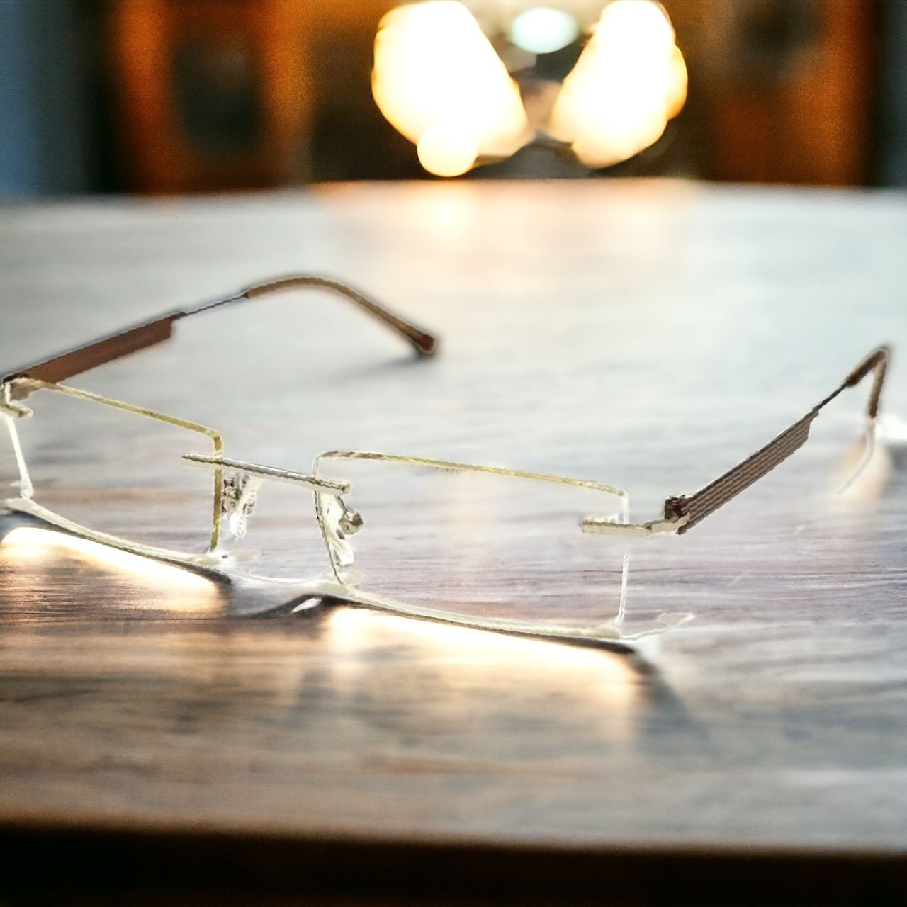 Buy Brown Rimless Blue Light Lens Computer Glasses Frameless Glass ...