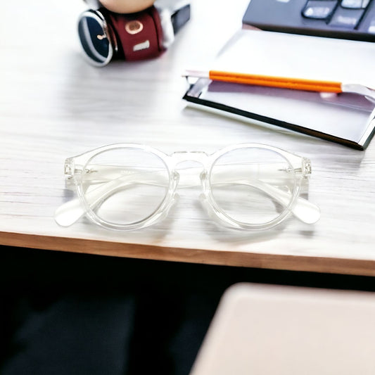 Clear Transparent Round Progressive Multifocal Reading Glasses Power +3.00
