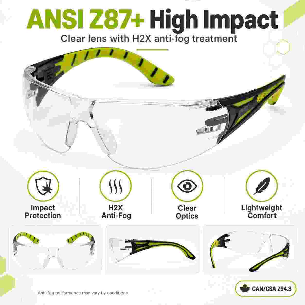 Pyramex Endeavor Plus dielectric hinge safety glasses side view