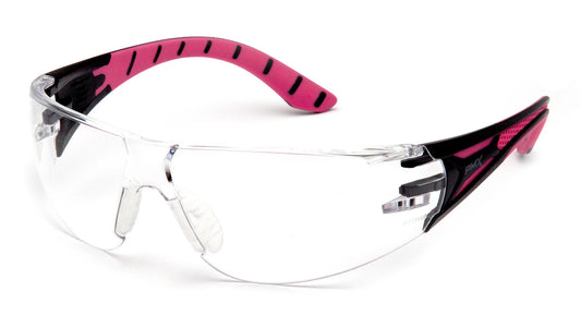 Pyramex Endeavor Plus Frameless Eyewear Safety Glass Clear Anti-Fog Lens Black/Pink Frame