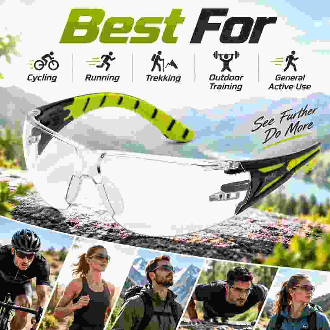 Pyramex Endeavor Plus clear sports glasses for cycling running trekking and outdoor training