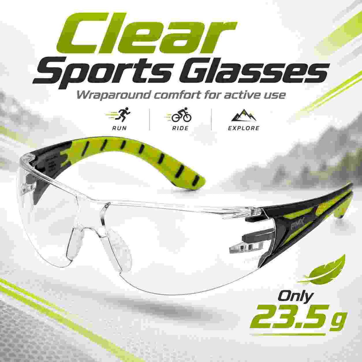 Pyramex Endeavor Plus clear sports glasses lightweight wraparound eyewear
