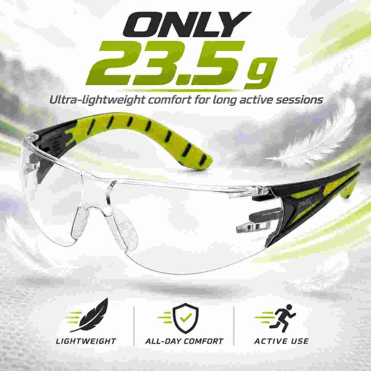 Pyramex Endeavor Plus 23.5 g lightweight clear sports glasses