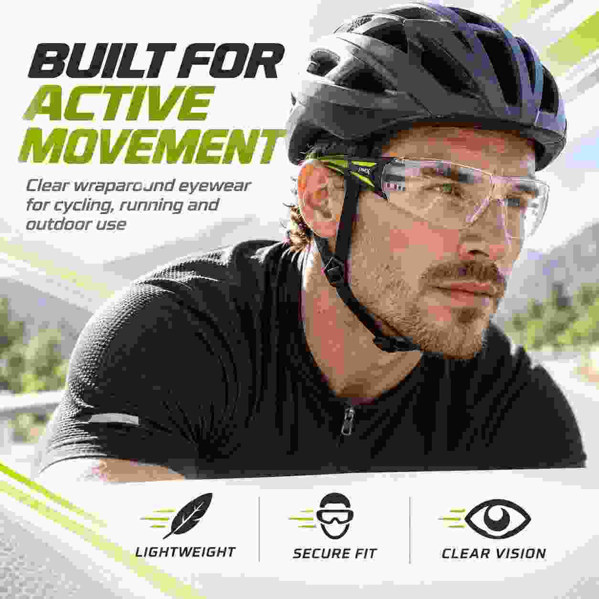Pyramex Endeavor Plus wraparound clear sports glasses wide coverage
