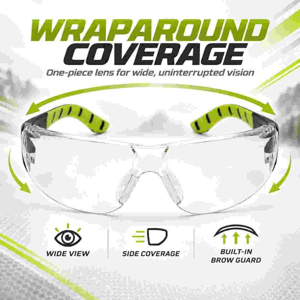 Pyramex sports glasses adjustable nosepiece curved temples secure comfort fit