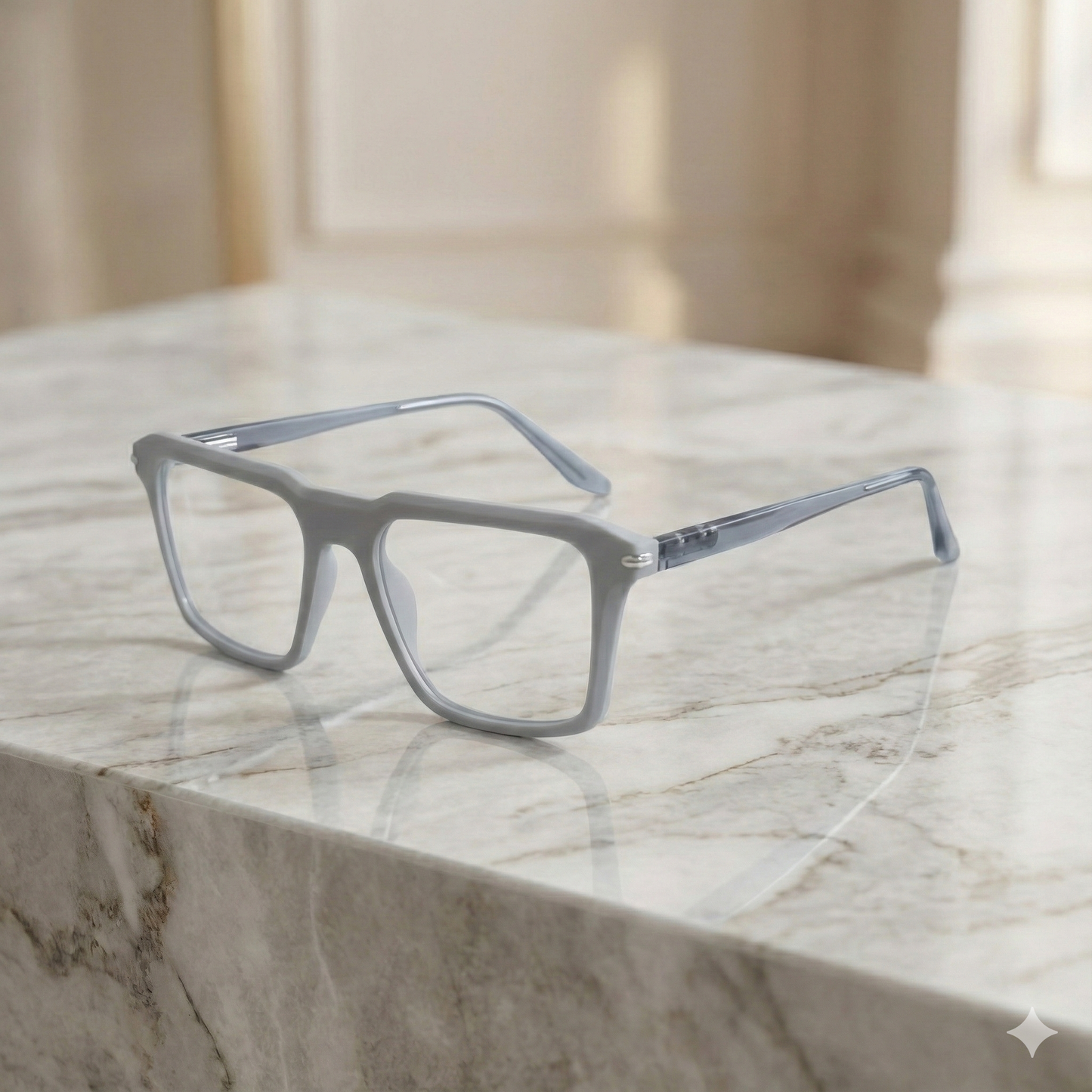 Matte Frost Grey Rectangle Eyeglasses – Lightweight Modern Frame for Men & Women