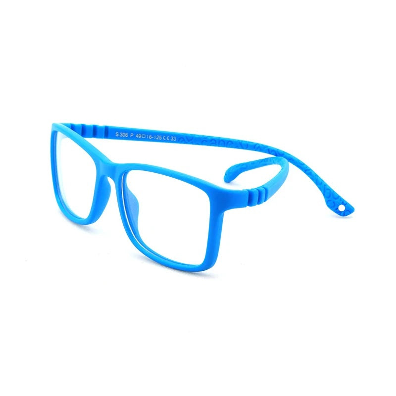 S306 Blue 33 flexible rectangle kids glasses product view