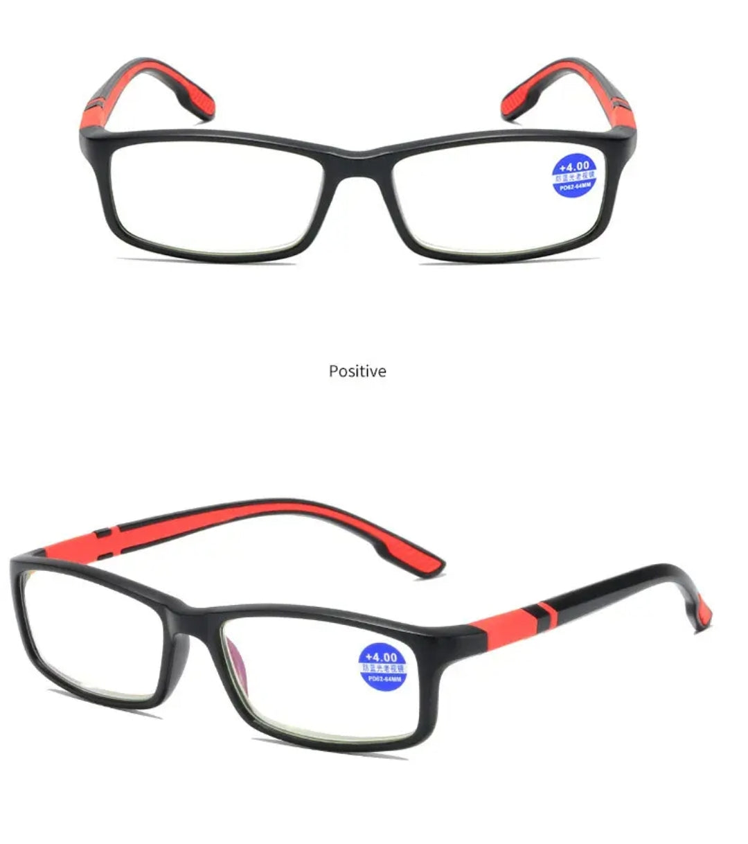 Red Lightweight Flexi-Fit TR90 Anti-Blue Light Reading Glasses Readers
