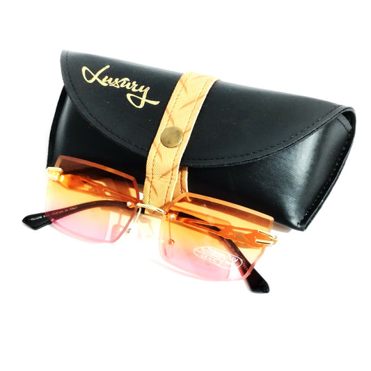 Yellow Pink Gradient Rimless Sunglasses
