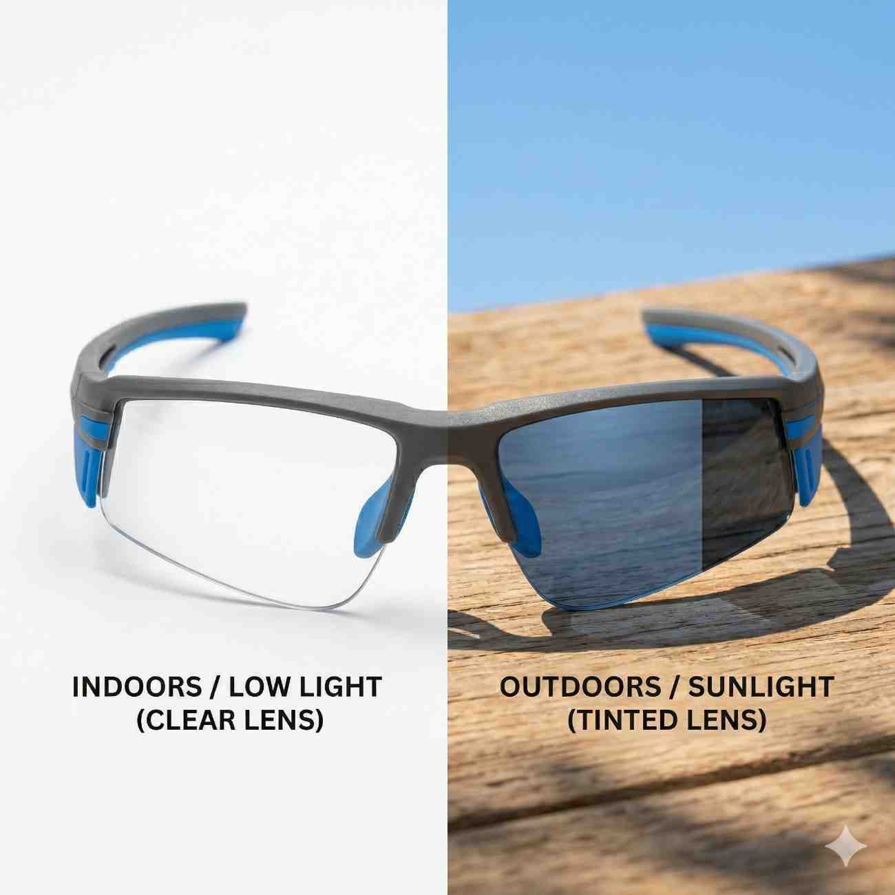 The Performance Focus: Adaptive-Lens Cycling & Running Sunglasses | UV400 Photochromic Sport Eyewear - Grey/Blue