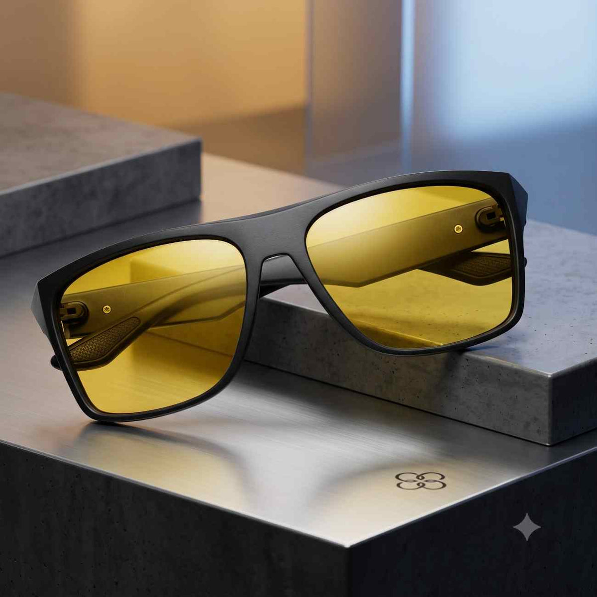 Polarized yellow lens night driving sunglasses RV005 sporty black frame