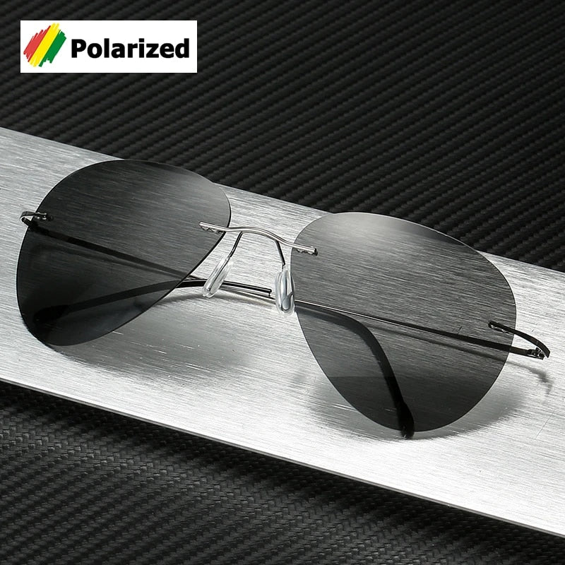 Foldable Rimless Pilot Polarized Sunglasses
