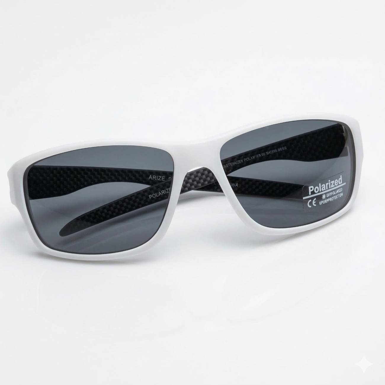 Matt White Wraparound Polarized Sunglasses