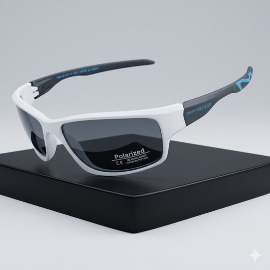 Matt White Wraparound Polarized Sunglasses
