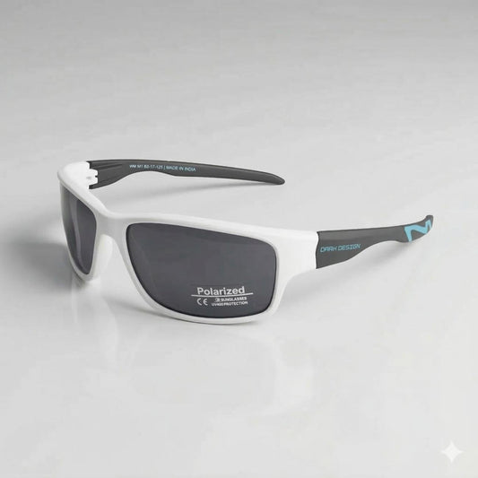 Matt White Wraparound Polarized Sunglasses
