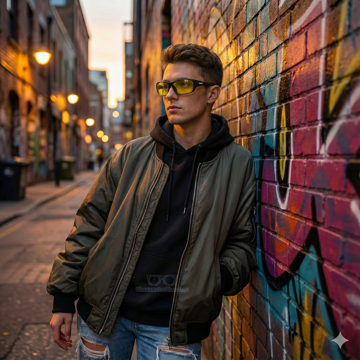 EYESafety Night Driving Glasses for Men and Women Sunglasses with HD Yellow Lens M05