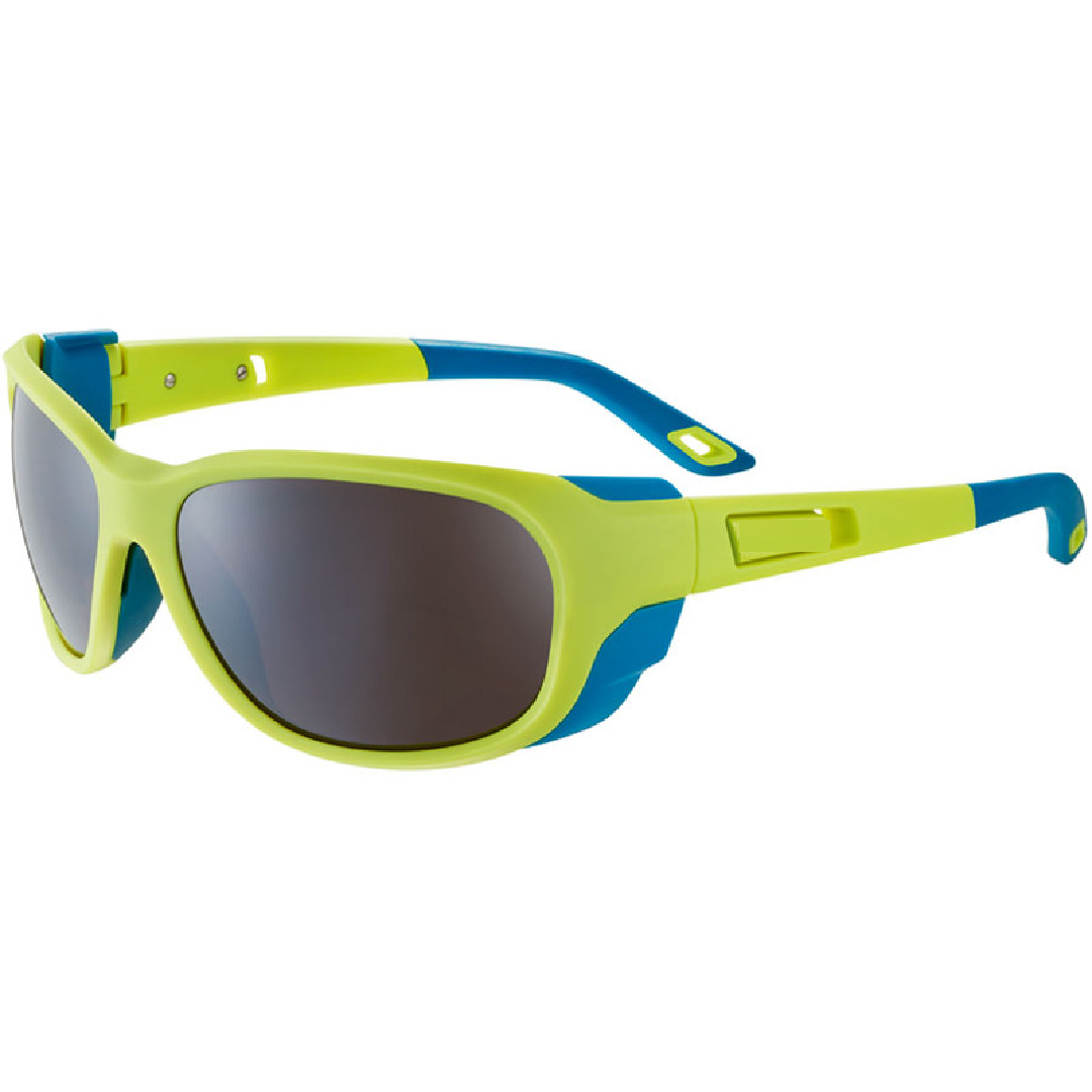 Matte Lime Blue Zone Brown Cat 4 Wraparound Sports Cycling Sunglasses with magnetic side shields