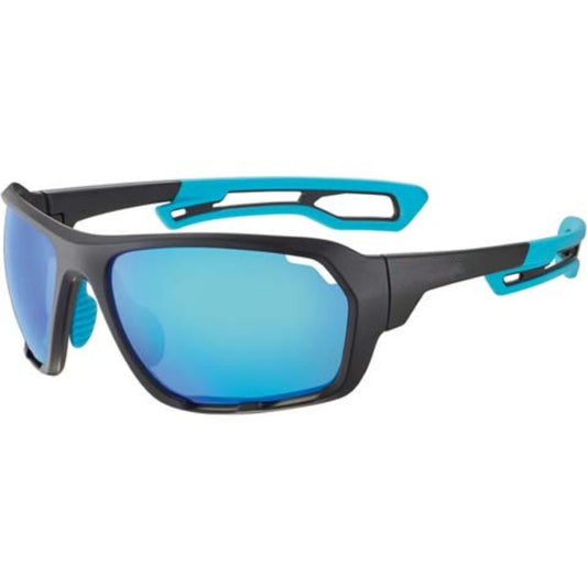 Matt Black Blue Wraparound Sports Cycling Sunglasses