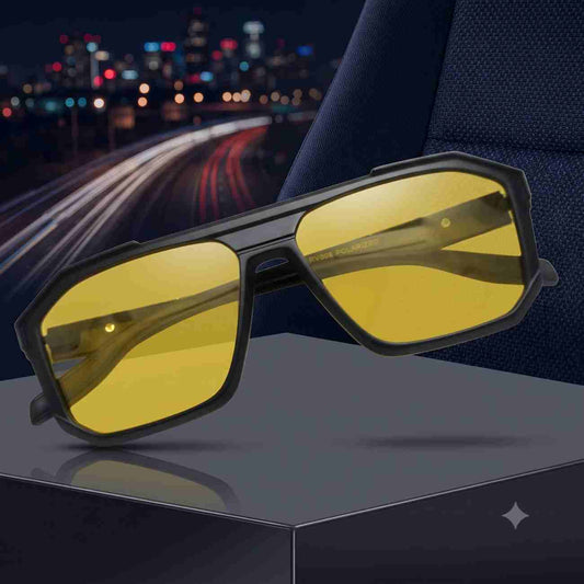 Yellow polarized night driving sunglasses RV008 front angle