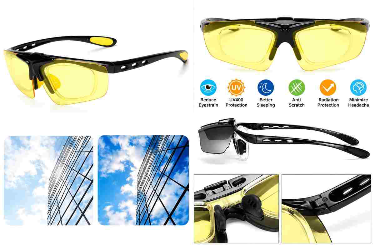 Yellow Flip-Up Sports Sunglasses alternate view