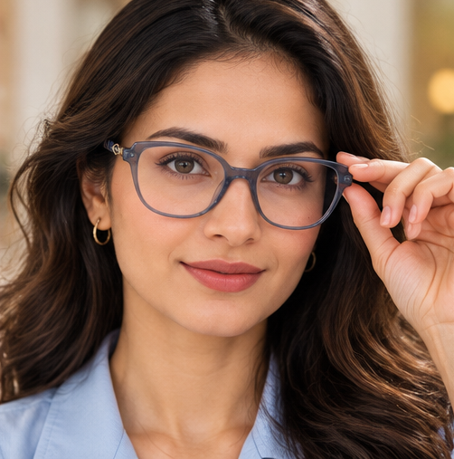 Zoe Miller ZMA 9086 blue grey acetate eyeglasses — additional studio or lifestyle gallery image 2