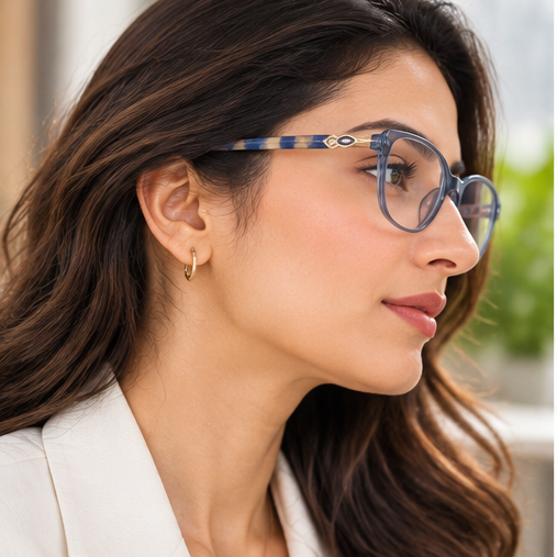 Zoe Miller ZMA 9086 blue grey acetate eyeglasses — additional studio or lifestyle gallery image 3
