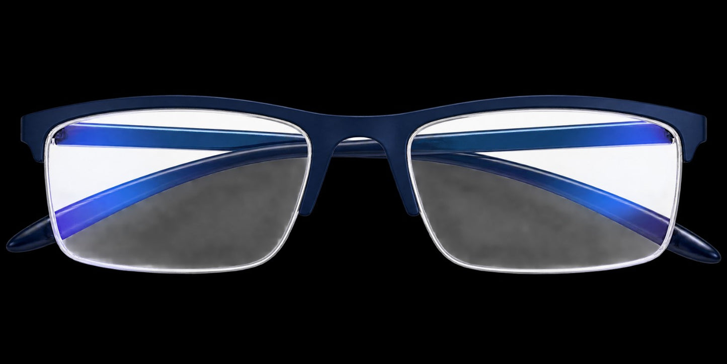 Blue light reading glasses black frame – front view
