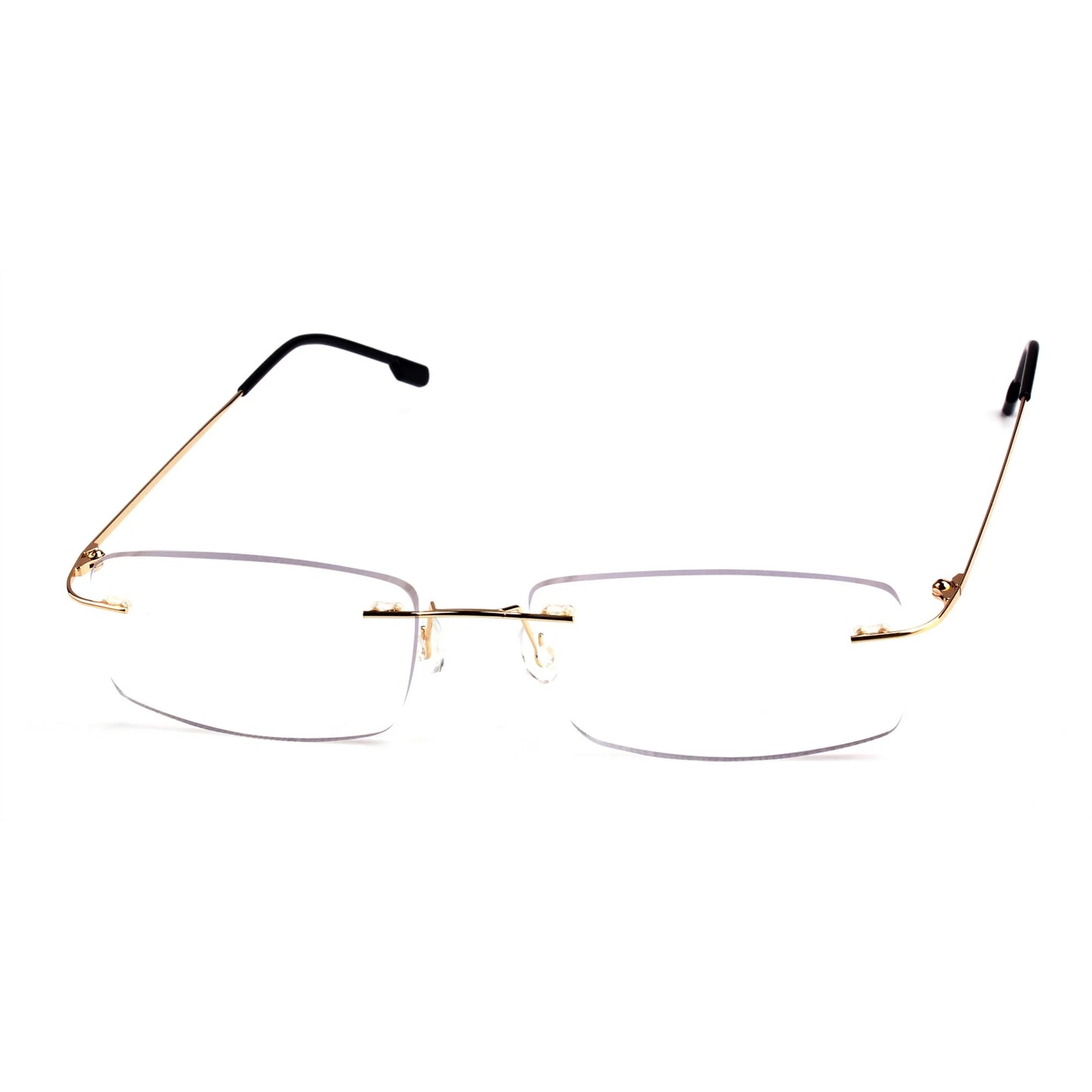 Gold Rimless Frameless Rectangle Reading Glasses For Men Women