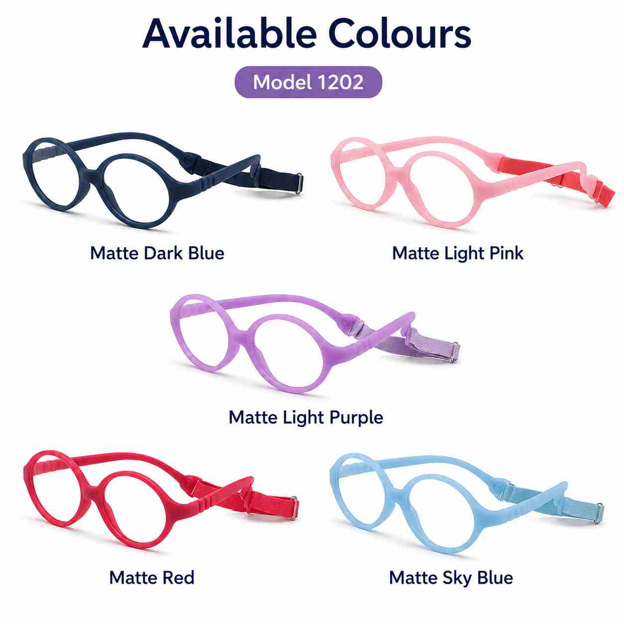 Key features of kids flexible unbreakable glasses Model 1202
