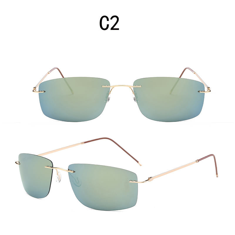 VisionAir Rimless Large Rectangle Polarized Sunglasses