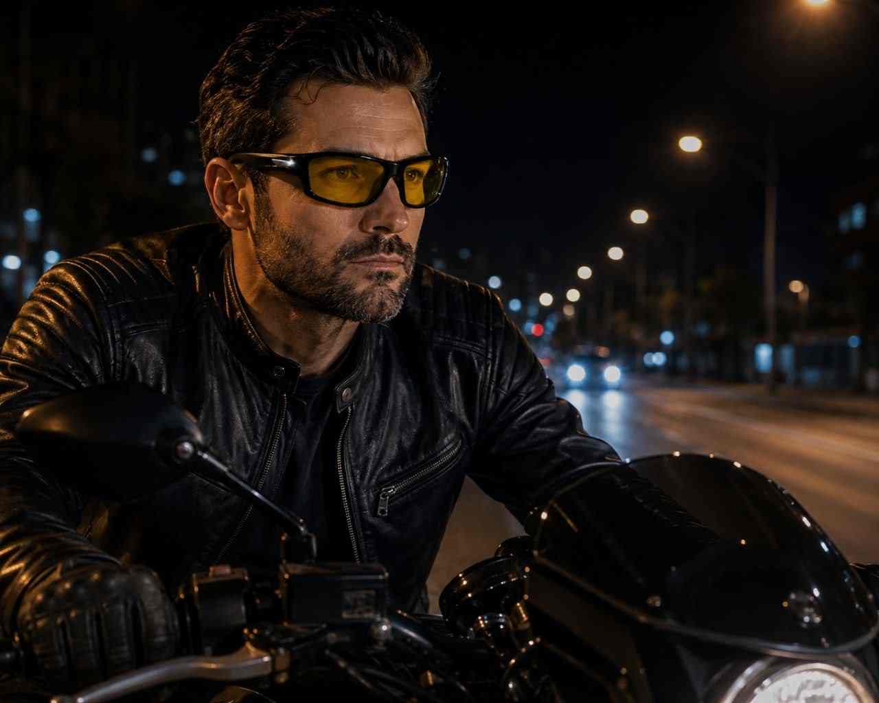 Premium night driving sunglasses with yellow tinted lenses - evening riding lifestyle