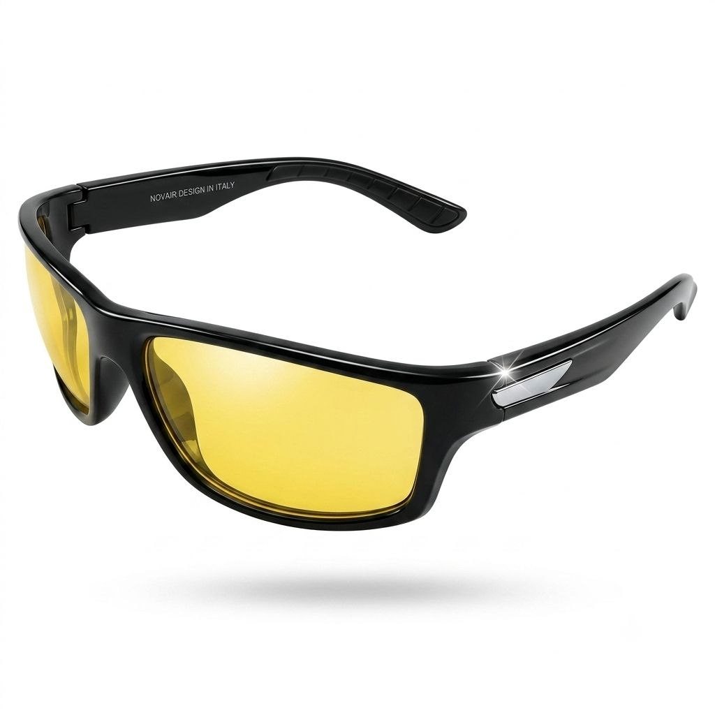 Premium night driving sunglasses with yellow tinted lenses - front angle