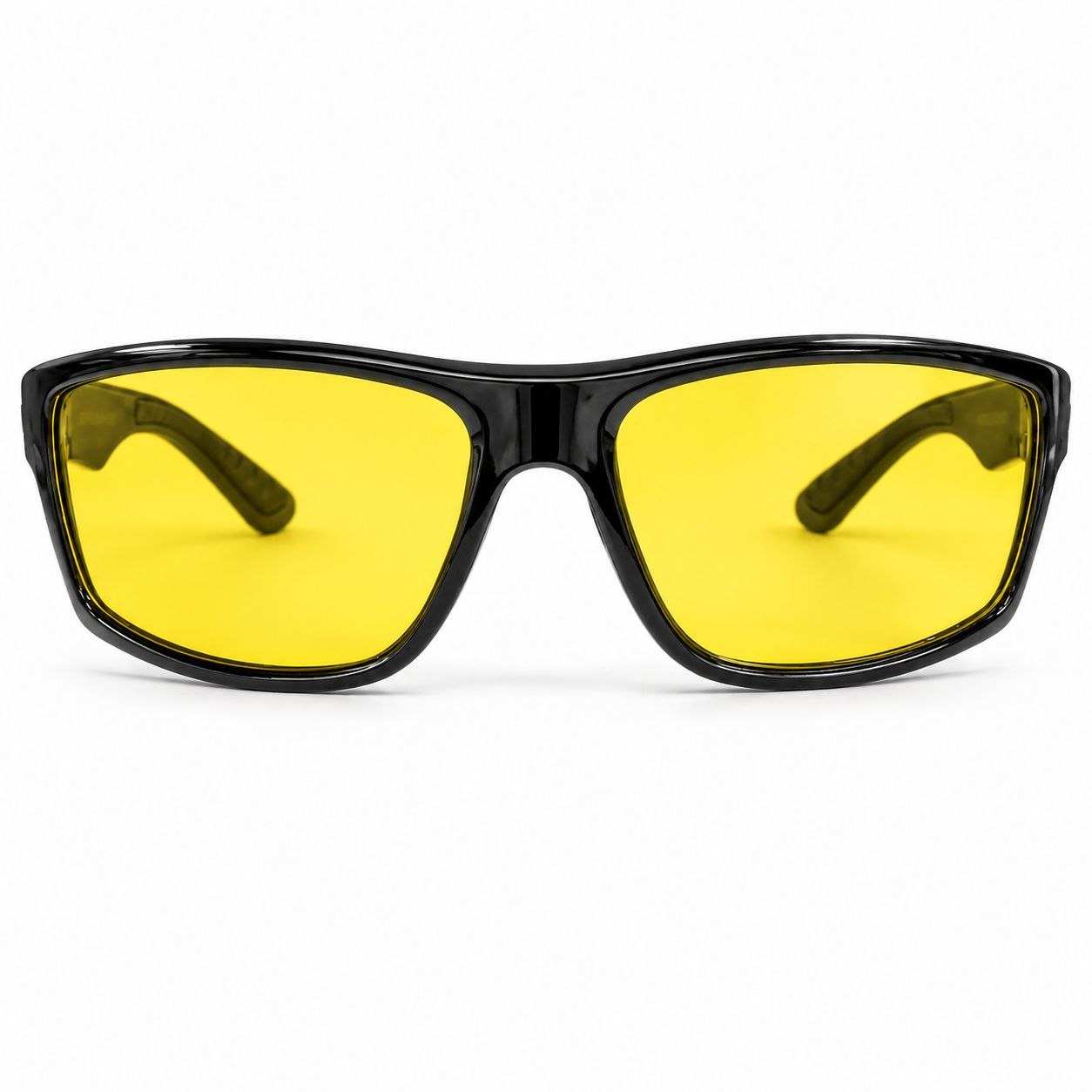 Premium night driving sunglasses with yellow tinted lenses - front view