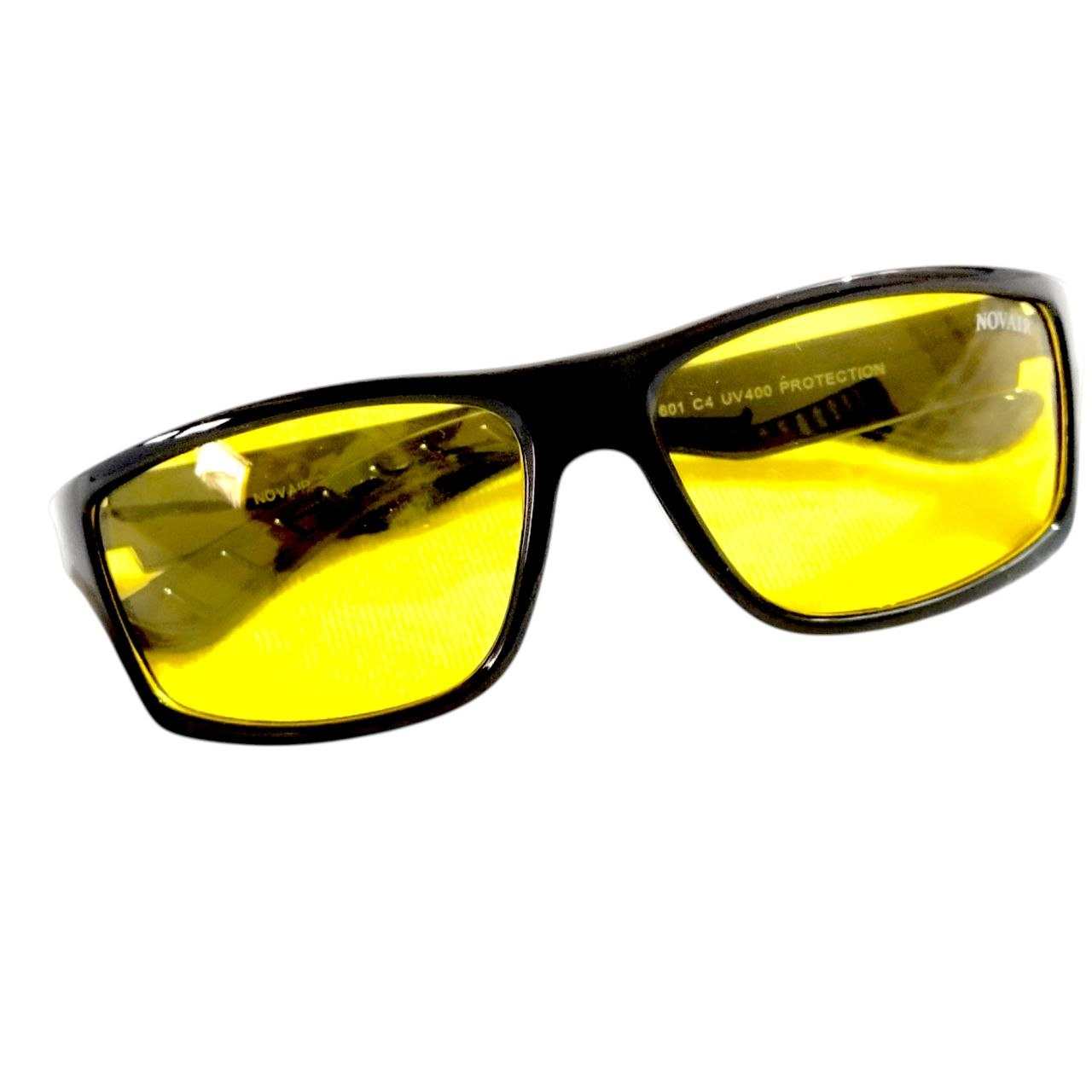 Premium night driving sunglasses with yellow tinted lenses - three quarter view