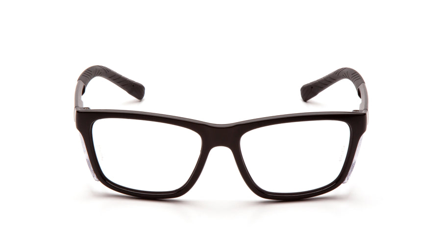 Pyramex Conaire dry eye protection glasses front view black frame