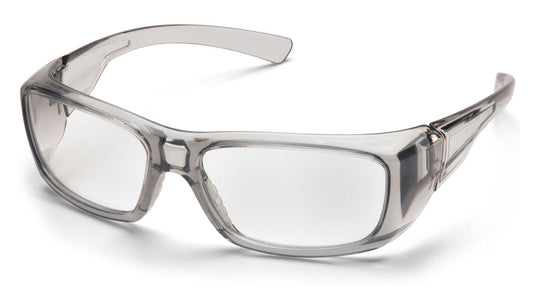 Pyramex Emerge grey dry eye protection glasses with integrated side shields