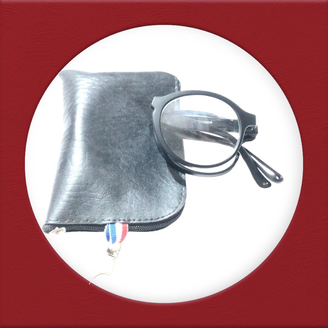 Round Folding Reading Glasses with zip pouch