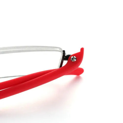 Portable Eyeglasses Semi Rimless Reading Glasses Half Frame with Case Reader