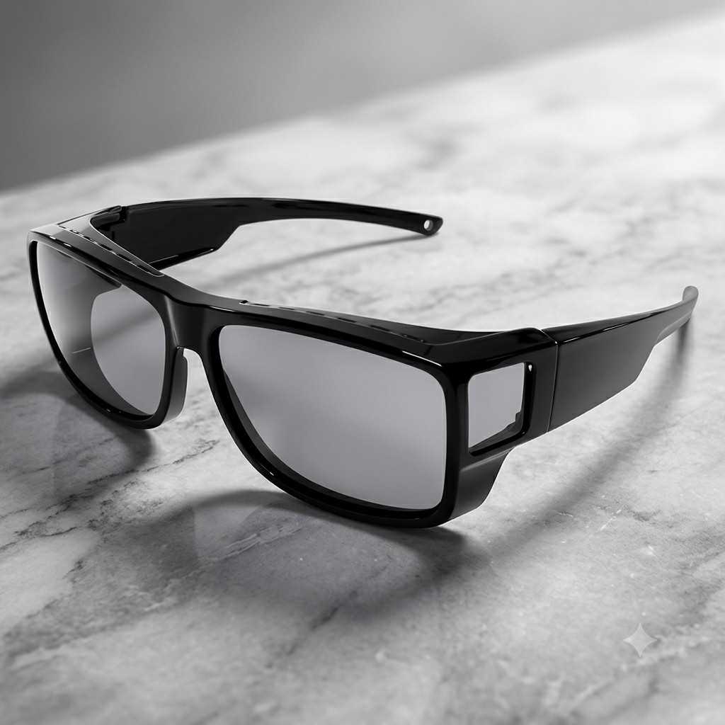 Black Polarized Fitover Sunglasses over the specs Spectacles