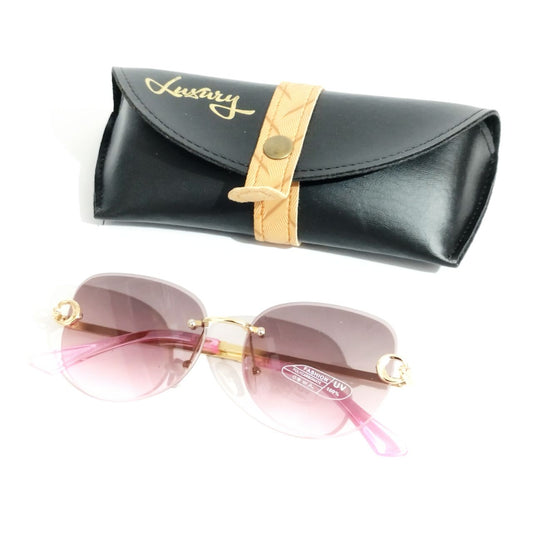 Purple Pink Rimless Sunglasses for Women