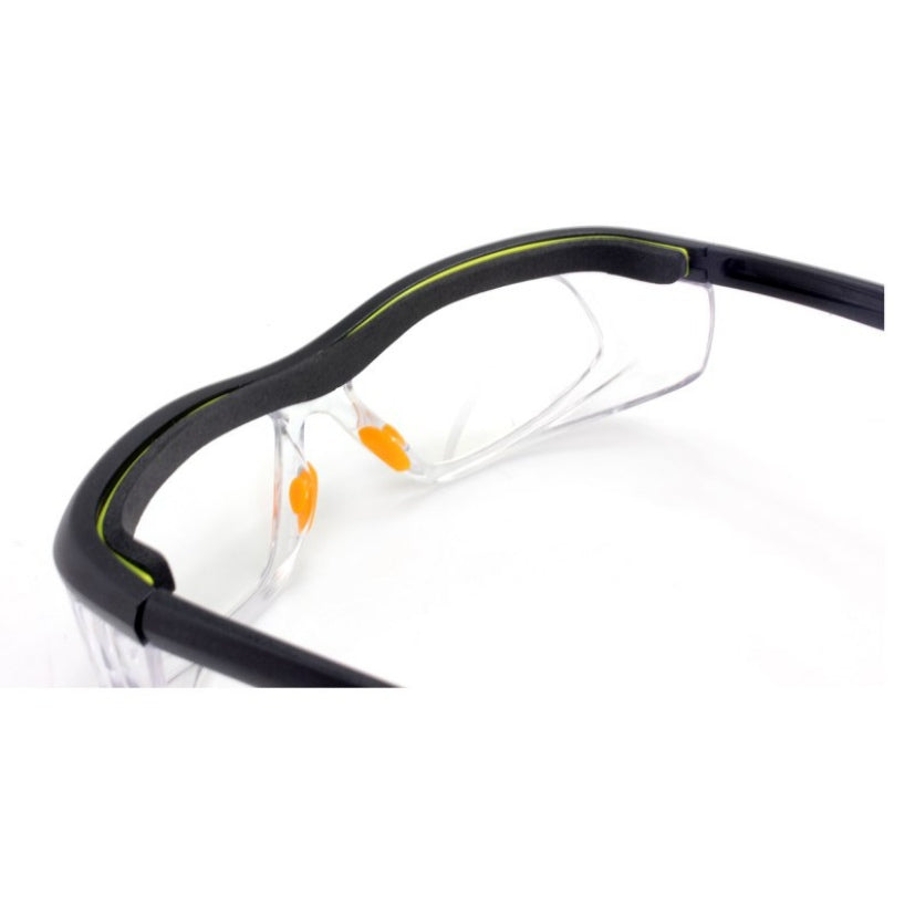 EYESafety Prescription Safety Glasses Black Orange Clear Eyewear