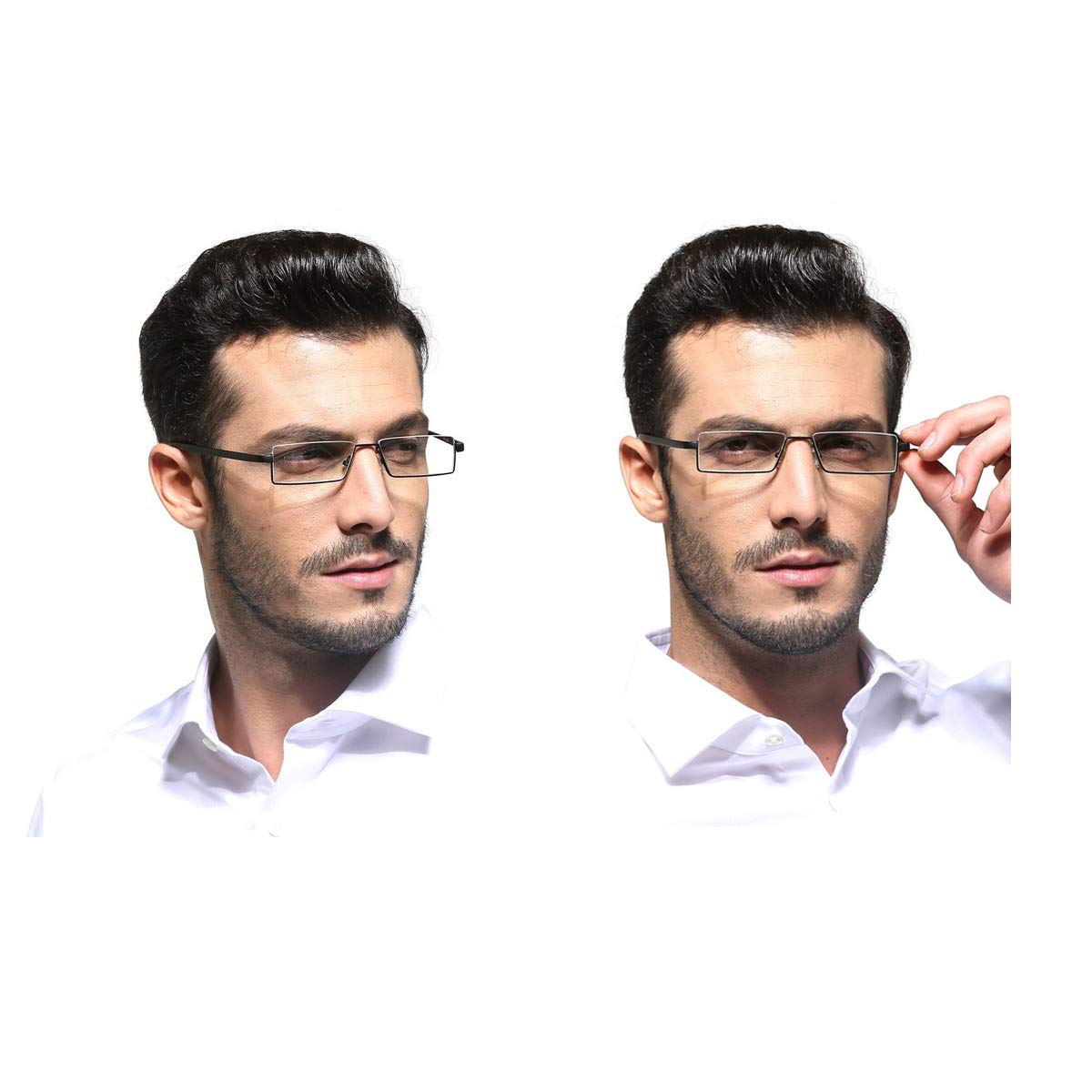 Portable Eyeglasses Semi Rimless Reading Glasses Half Frame with Case Reader